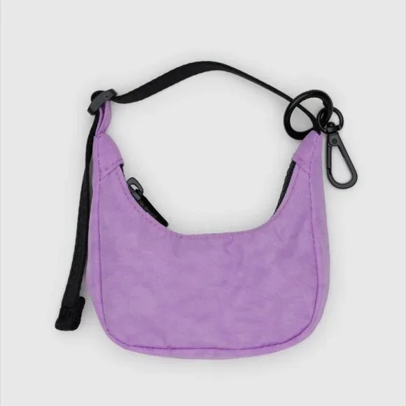 BAGGU Nylon Rose Color Zipper Crescent Bag Charm 4"w x 1"d x 2.3"h - Picture 2 of 2